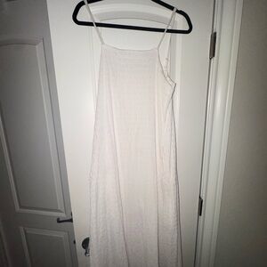 Women's White Maxi Slip Dress with Spaghetti Straps